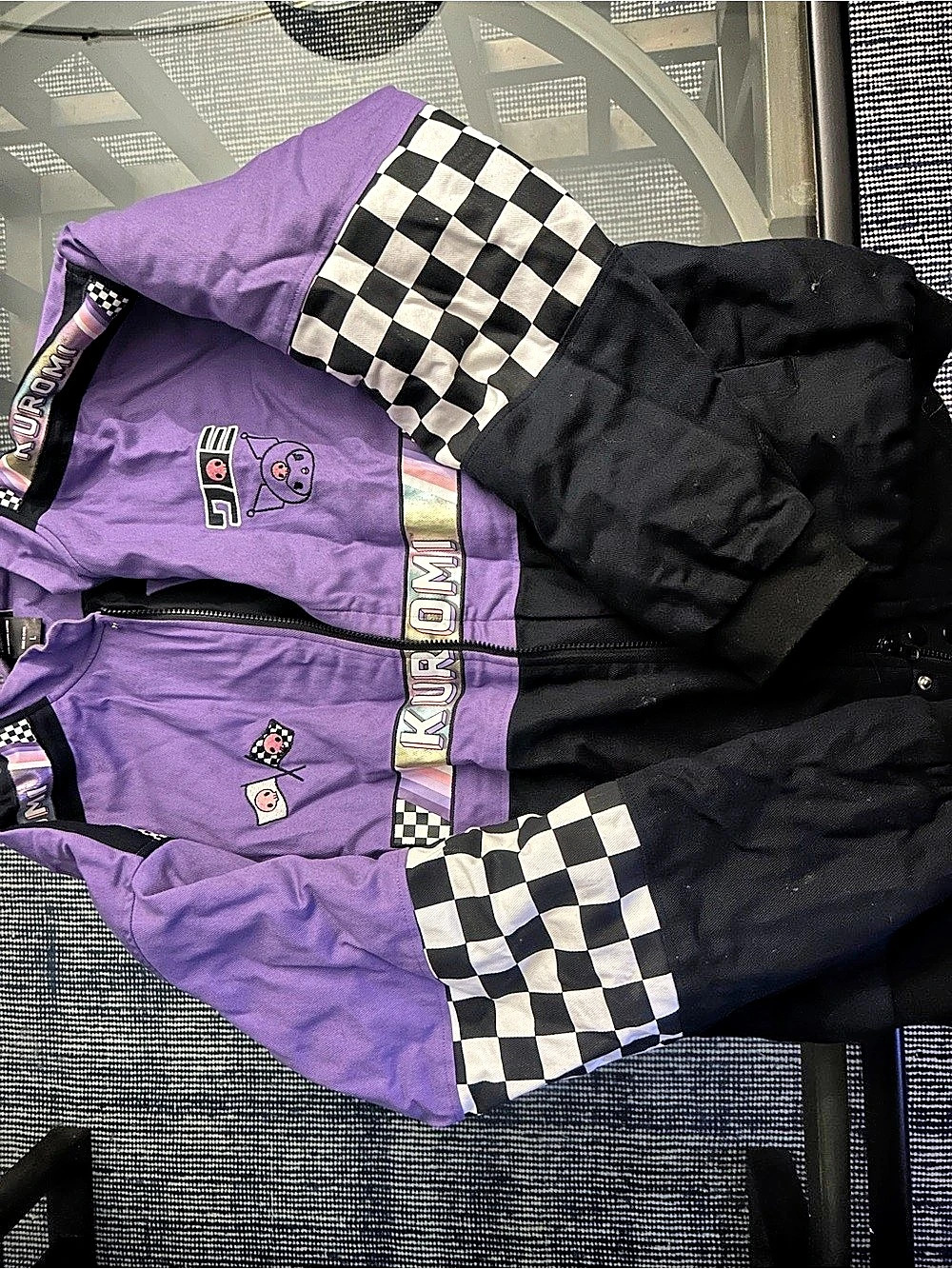 Sanrio Kuromi Purple Checkered Racing Jacket & Black Checkered Jacket